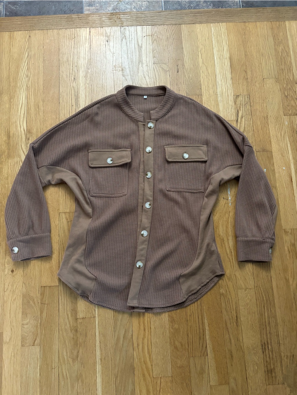 Waffle Knit Button Down Shacket